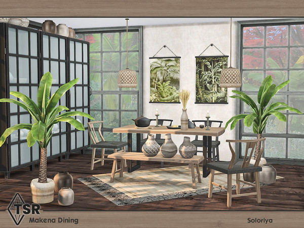 Sims 4 — Makena Dining by soloriya — A set of furniture for dining rooms. Includes 10 objects: --paintings, --chair,
