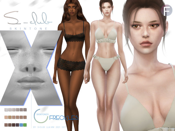 Sims 4 — Female Natural Freckles skintones overlay by S-Club — Female Natural Freckles skintones overlay, compatible