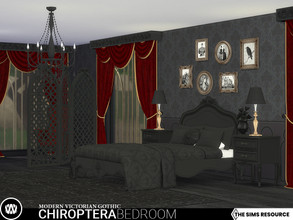 Sims 4 — Modern Victorian Gothic - Chiroptera Bedroom by wondymoon — Wood carving detailed modern victorian gothic style