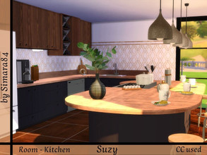 Sims 4 — Suzy Kitchen by Simara84 — A large cozy kitchen with a cooking island around which the whole family can gather,