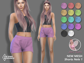 Sims 4 — Shorts Nele 1 - NEW MESH by Jaru_Sims — New Mesh HQ mod compatible All LODs 14 swatches Teen to elder Custom