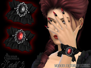Sims 4 — Modern Victorian Gothic frill bracelet by Natalis — Modern Victorian Gothic frill bracelet. 2 gem color options-