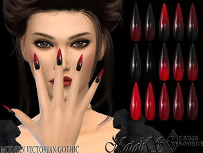 Sims 4 — Moden Victorian Gothic stiletto nails by Natalis — Moden Victorian Gothic stiletto nails. 15 options in red and