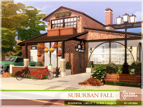 Sims 4 — Suburban Fall /No CC/ by Lhonna — Cozy, suburban house, perfect for autumn. NO CC! Price: 116 329 Size: 30 x 20
