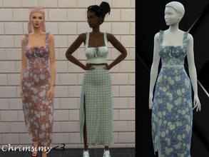 Sims 4 — Cottage Set - Skirt by chrimsimy — This is the skirt of a cottagecore inspired flowy set with flower and