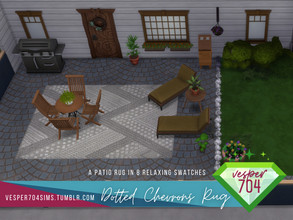 Sims 4 — Dotted Chevrons Rug (A Base Game Recolor) by vesper7042 — This rug will soothe your mind and your feet! Cost: 25
