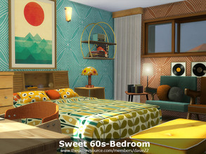 Sims 4 — Sweet 60s-Bedroom by dasie22 — Sweet 60s-Bedroom is a place for music lovers. Please, use code bb.moveobjects on
