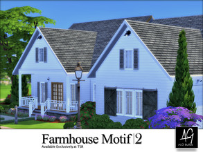 Sims 4 — FARMHOUSE MOTIF 2 by ALGbuilds — Farmhouse Motif 2 is a 3 bedroom, 4.5 bath home w/bonus room and garage. This