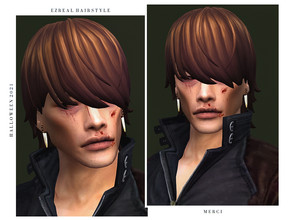 Sims 4 — Ezreal Hairstyle by -Merci- — New Maxis Match Hairstyle for Sims4. -24 EA Colours. -For male, teen-elder. -Base