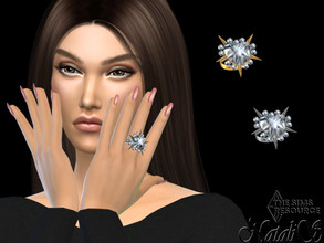 Sims 4 — Spiked crystal heart ring by Natalis — Spiked crystal heart ring. 4 metal color options. Female teen-elder. HQ