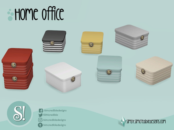 Sims 4 — Home Office Box by SIMcredible! — by SIMcredibledesigns.com available at TSR 7 colors variations