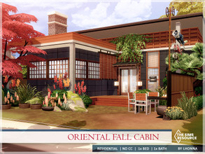 Sims 4 — Oriental Fall Cabin /No CC/ by Lhonna — Warm, oriental-inspired cabin, perfect for single Sim or a couple. NO