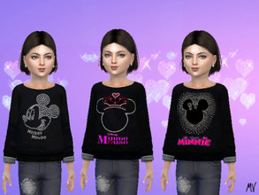 Sims 4 — Girls sweatshirt Mickey and Minnie characters by MeuryVidal — Sweatshirt for daily use.