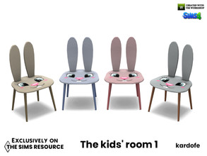 Sims 4 — The kids' room_Chair by kardofe — Child's chair with two bunny ears on the back, and a bunny face painted on the