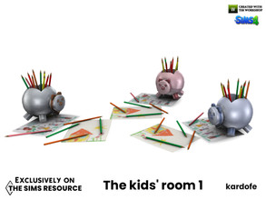Sims 4 — The kids' room_Pencils by kardofe — Decorative set, consisting of a pencil holder in the shape of an animal,
