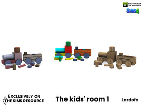 Sims 4 — The kids' room_Train by kardofe — Small wooden train set, decorative, in three colour options