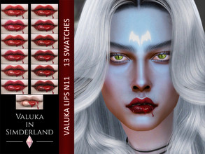 Sims 4 — Valuka lips N11 by Valuka — 13 colours. You can find it in lipsticks. Thumbnail for identification. HQ