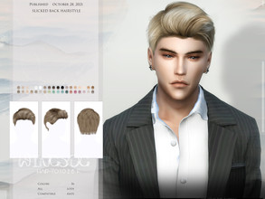 Sims 4 — WINGS-TO1028-slicked back hairstyle by wingssims — Colors:36 All lods Compatible hats Hope you like it!