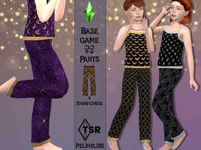 Sims 4 — Halloween Silk Pants by Pelineldis — A cool silk pants with Halloween-related print for girls (but works for