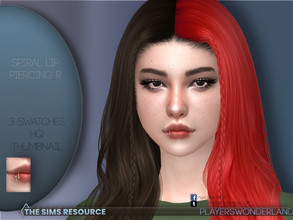 Sims 4 — PWSpiralPiercingLipR by PlayersWonderland — This one is the standalone lip piercing for the right side! They