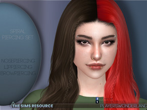 Sims 4 — SpiralPiercingSet by PlayersWonderland — This Set contains nose, lip and brow piercings. Each for the left and