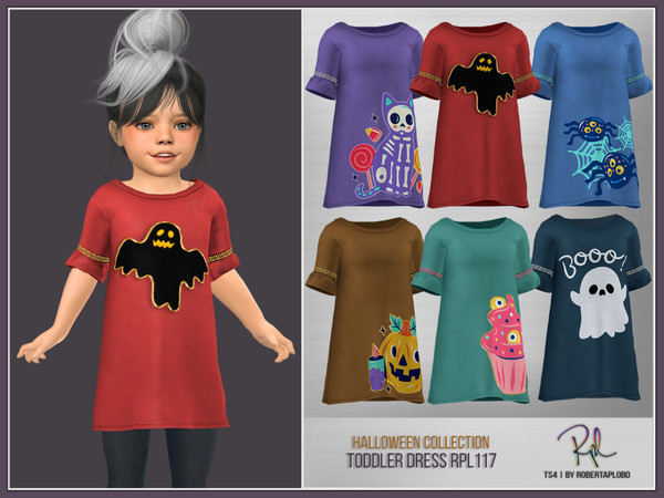 Sims 4 — Toddler Dress RPL117 by RobertaPLobo — Toddler Dress RPL117 - Halloween Collection TS4 :: 6 swatches :: New Mesh