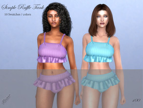 Sims 4 — Simple Ruffle Tank by pizazz — Simple Ruffle Tank for your sims 4 game. image above was taken in game so that