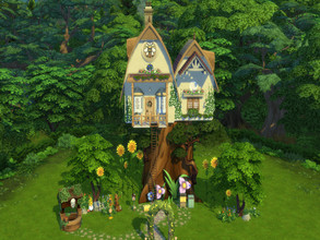 Sims 4 — Cottage (Honey Oak Tree) by susancho932 — In the middle of the forest lies an enchanted tree house which was
