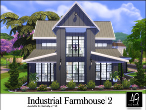 Sims 4 — Industrial Farmhouse 2  by ALGbuilds — Industrial Farmhouse 2 is a 3 bedroom, 3.5 bath home with garage. It has
