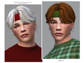 Sims 4 — Mikael Hairstyle by -Merci- — New Maxis Match Hairstyle for Sims4. -24 EA Colours. -For male, teen-elder. -Base