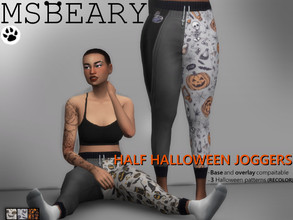 Sims 4 — Half Halloween Joggers (RECOLOR) by MsBeary — Recolored version of a base game jogger pants! Halloweenified :D 3
