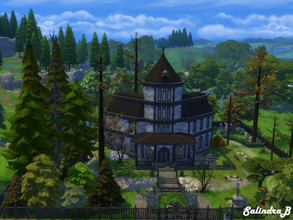 Sims 4 — Dark Gothic Manor - NoCC by SalindraB — A seemingly abandoned Gothic Manor surrounded by a vast park area. But