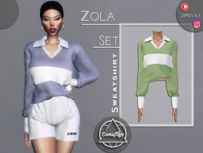 Sims 4 — Zola Set - Sweatshirt by Camuflaje — Fashion / sporty set that includes a sweatshirt and shorts / Inspired by