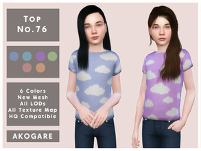 Sims 4 — Akogare Top No.76 by _Akogare_ — -Akogare Top No.76 - 6 Colors - New Mesh (All LODs) - All Texture Maps - HQ