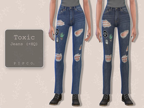 Sims 4 — Toxic Jeans. by Pipco — Ripped jeans in 6 colors. Base Game Compatible New Mesh All Lods HQ Compatible Specular