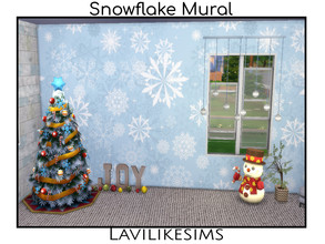 Sims 4 — Snowflake Mural by lavilikesims — A mural in 4 pieces, blue, large snowflakes Base game friendly