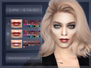 Sims 4 — Lips 47ABC by Awesome-ajuga — 40 swatches for AB and 31 swatches for C HQ textures teen to elder disabled for
