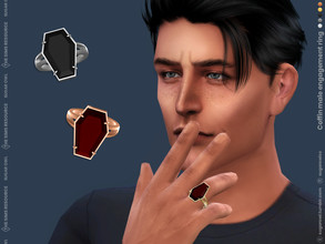 Sims 4 — Coffin male engagement ring by sugar_owl — Single male ring with a precious stone, for a mystic and magical