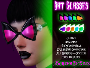 Sims 4 — Bat Glasses by KareemZiSims2 — - Glasses - 10 Shades - HQ Compatible - CAS Slider Compatible - All Genders and