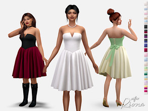 Sims 4 — Riona Dress by Sifix2 — A poofy knee-length dress with a laced corset top. Available in 20 color combinations