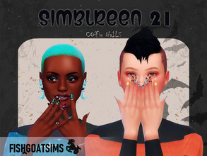 Sims 4 — Coffin Nails - Spa Day Required by fishgoatsims — Deck your sims out with twenty fun nail designs for spooky