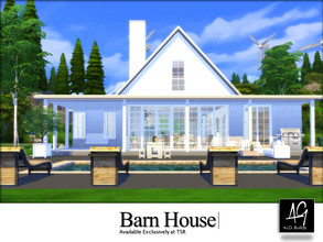 Sims 4 — Barn House by ALGbuilds — Barn House is a 3 bedroom, 3 bath barn home. This home has an open floor plan. It