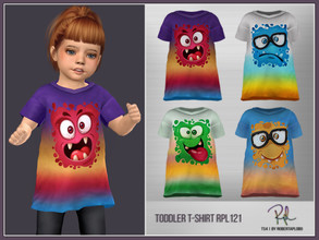 Sims 4 — Toddler T-Shirt RPL121 by RobertaPLobo — Toddler Monsters T-Shirt RPL121 for girl and boy - TS4 :: 4 swatches ::