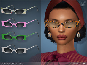 Sims 4 — Connie Sunglasses by feyona — Rectangular-shaped sunglasses with plastic frames come in 20 bold colors. * 20