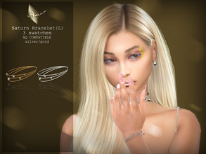 Sims 4 — Saturn Bracelet (Left) by AurumMusik — New bracelet for left arm in gold and silver with pearls by Aurum