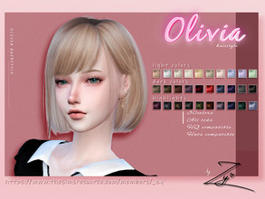 Sims 4 — Olivia Hairstyle_Zy by _zy — 30 colors All lods HQ compatible Hats compatible