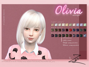 Sims 4 — Olivia Hairstyle for kids_Zy by _zy — 30 colors All lods HQ compatible Hats compatible