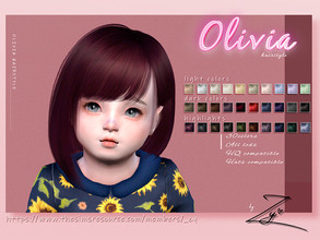 Sims 4 — Olivia Hairstyle for toddlers_Zy by _zy — 30 colors All lods HQ compatible Hats compatible
