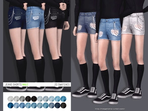 Sims 4 — Jeans shorts male by HelgaTisha — 20 swatches + with chain base game compatible custom thumbnail