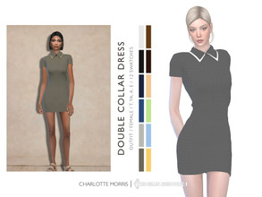 Sims 4 — Double Collar Dress by Charlotte_Morris — Double Collar Dress 12 swatches Feminine Teen, Young Adult, Adult,